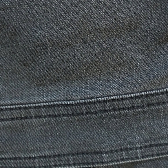 Sam Edelman Black Denim Moto Jacket Contrast Cutout Faux Leather Sleeves Unique - Picture 11 of 12